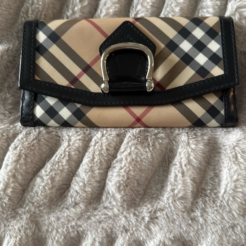 Burberry plaid check canvas & leather continental wallet - Picture 2 of 14